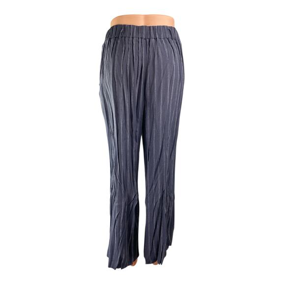 Aritzia Wilfred Faun Gray Striped Tie Belt High Waist Wide Leg Trousers Pants M - Picture 2 of 4